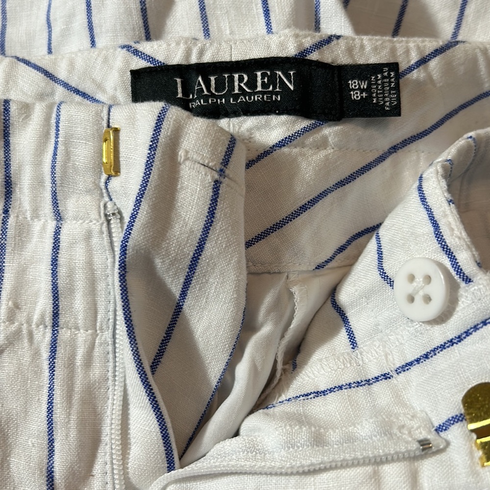 Lauren Ralph Lauren- Women’s Fully Lined Linen Pinstripe Cropped Pants -Size 18W - Picture 5 of 5